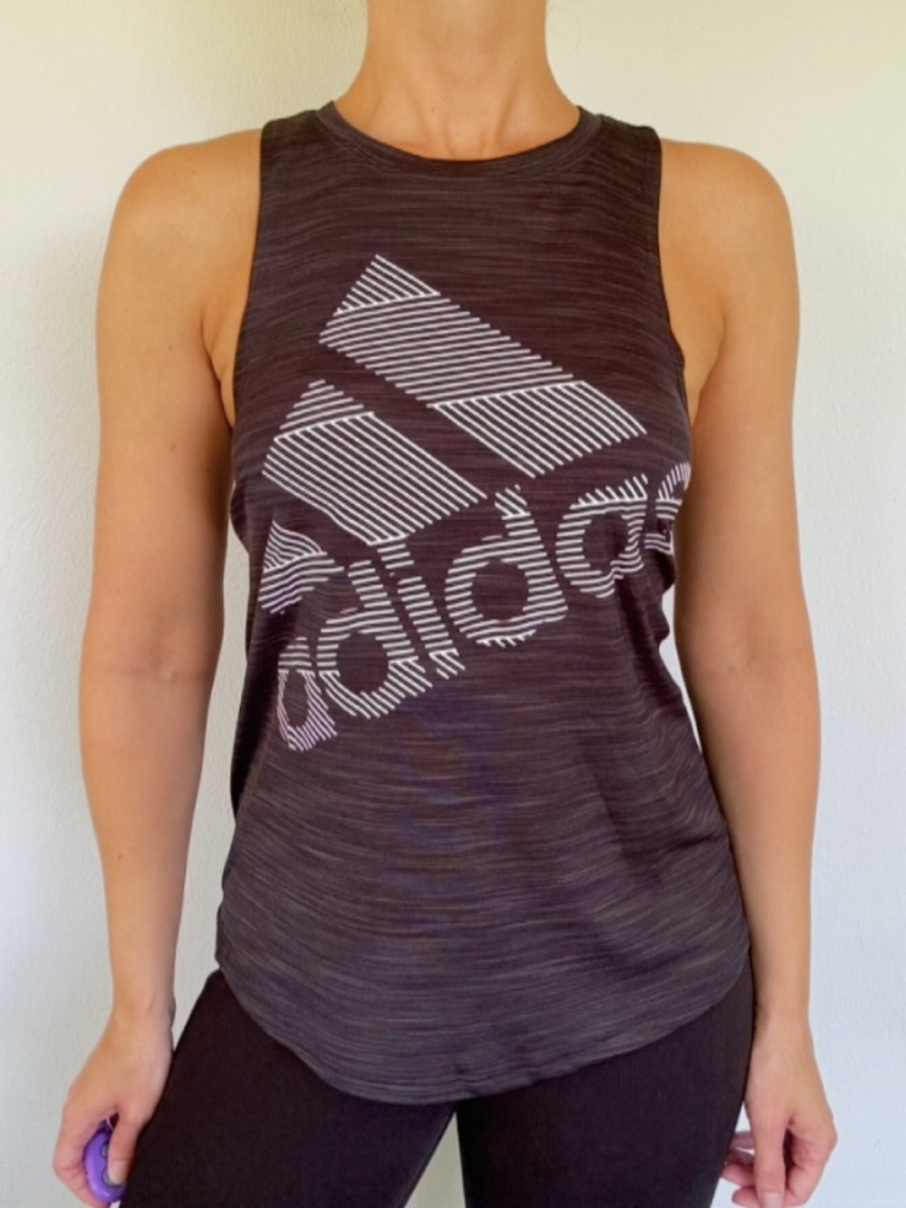 Adidas dark gray loose fit racerback muscle workout tank top size medium